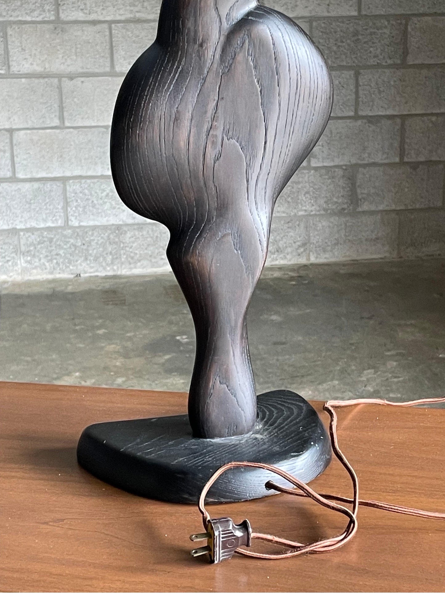 Frisman Vintage Black Cerused Sculptural Table Lamp Attributed to Yasha Heifetz