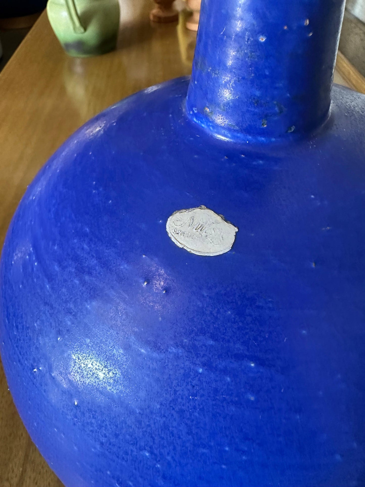 Frisman Vintage Jerk Werkmäster Ceramic Table Lamp, Nittsjö Sweden, 1940s