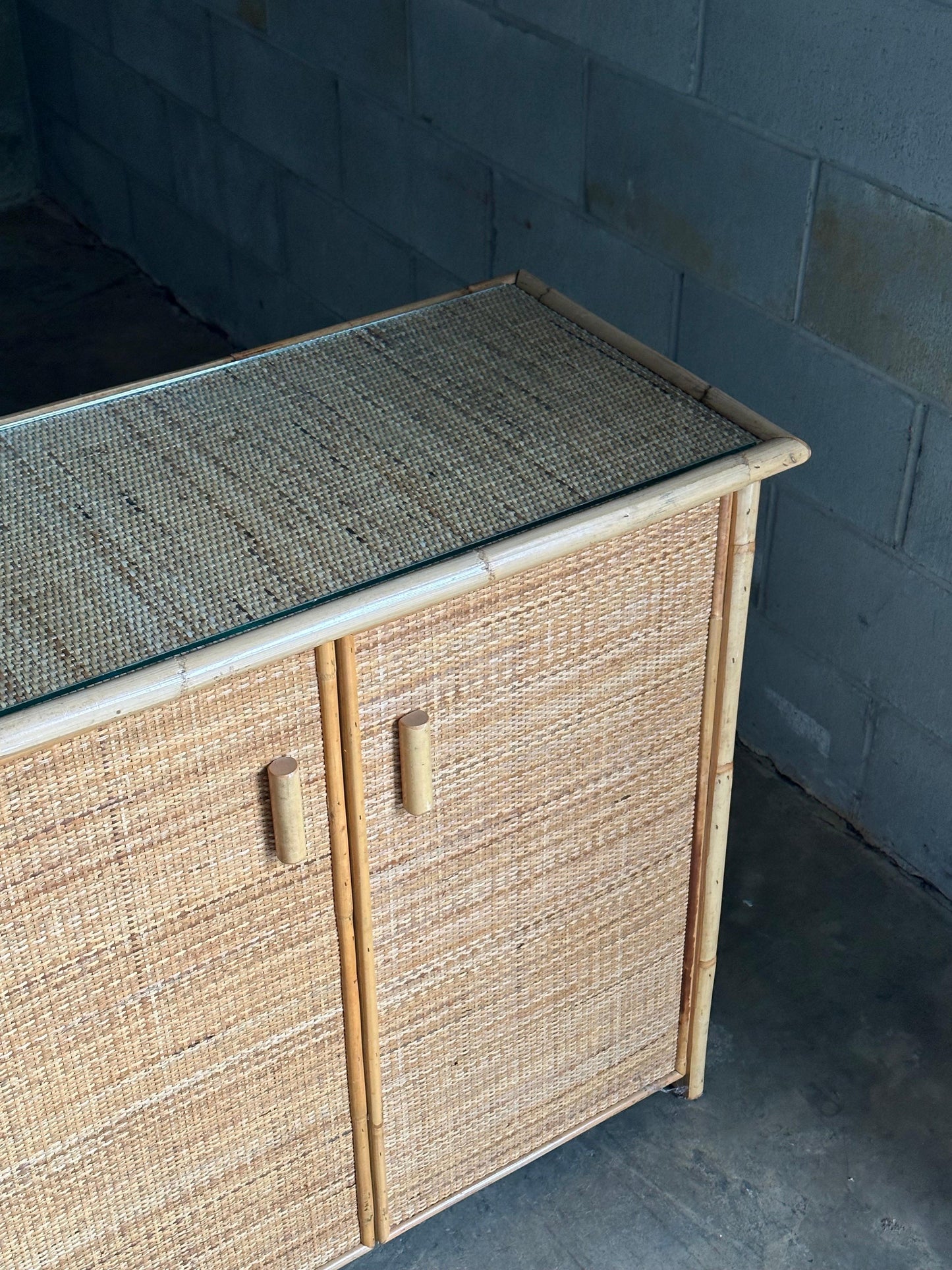 Frisman Vintage Vintage British Colonial Style Bamboo and Cane Sideboard