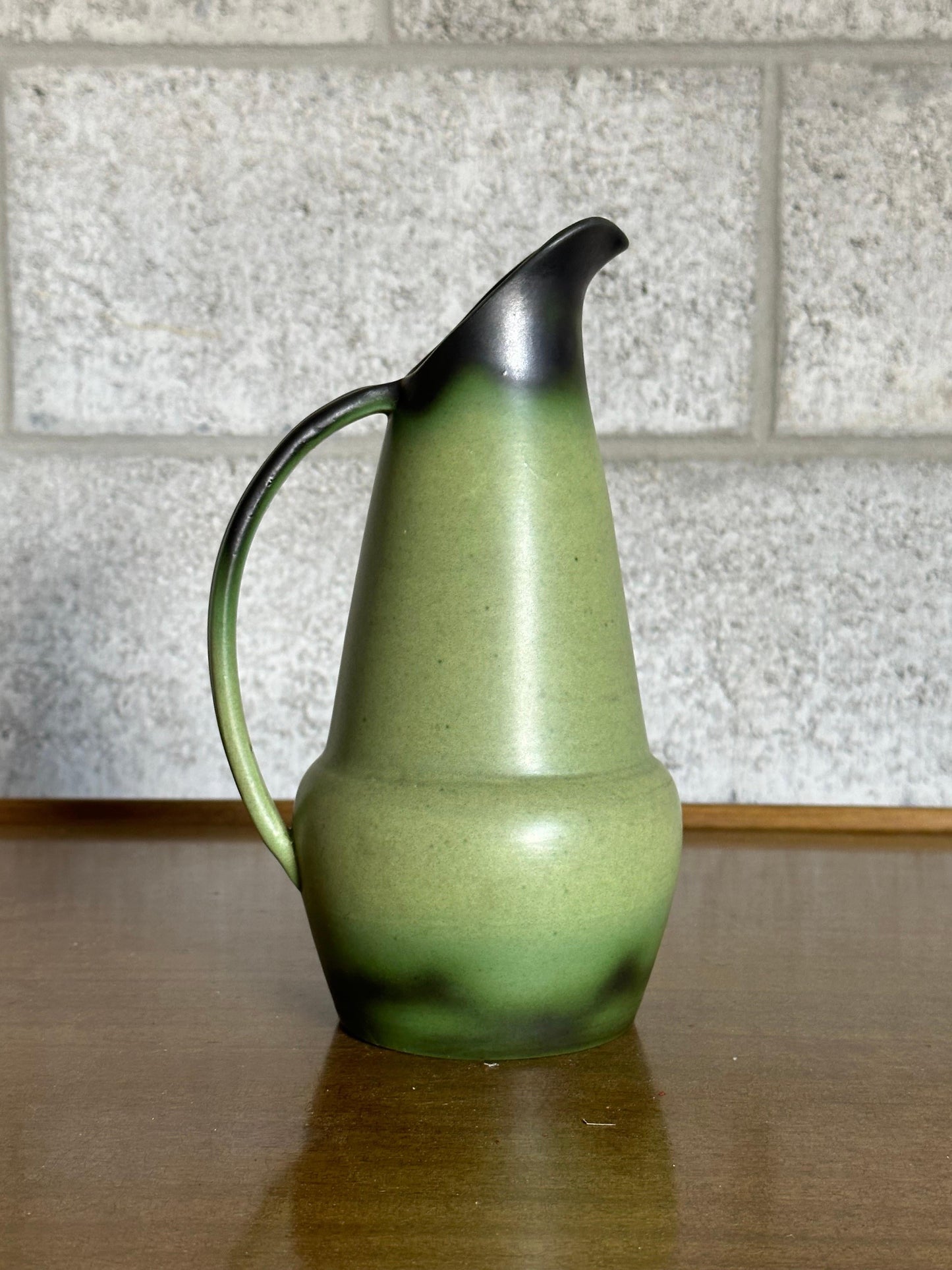 Frisman Vintage 1940s Eva Jancke-Björk for Bo Fajans Green Ceramic Pitcher