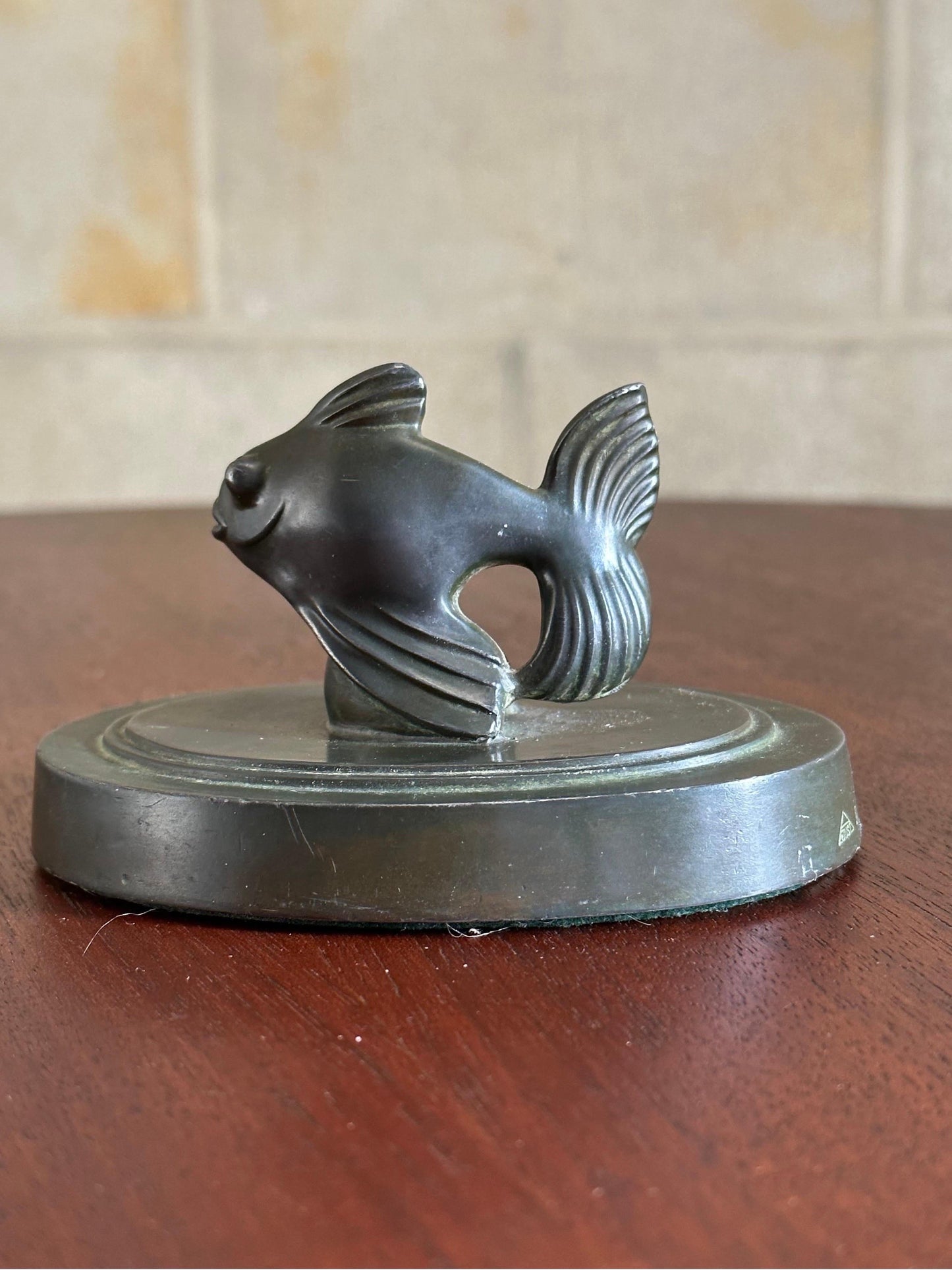 Frisman Vintage Just Andersen Fantail Fish Paperweight, 1930s, Art Deco