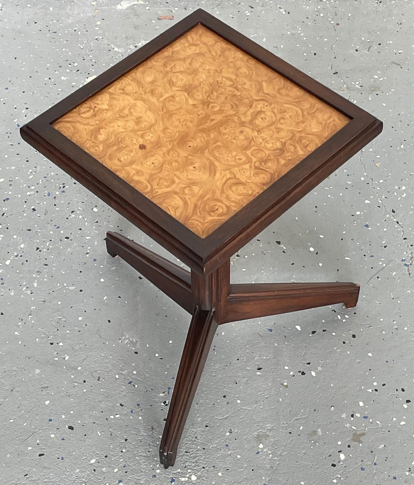 Frisman Vintage Edward Wormley for Dunbar Rare Janus Drink Table with Burl Top
