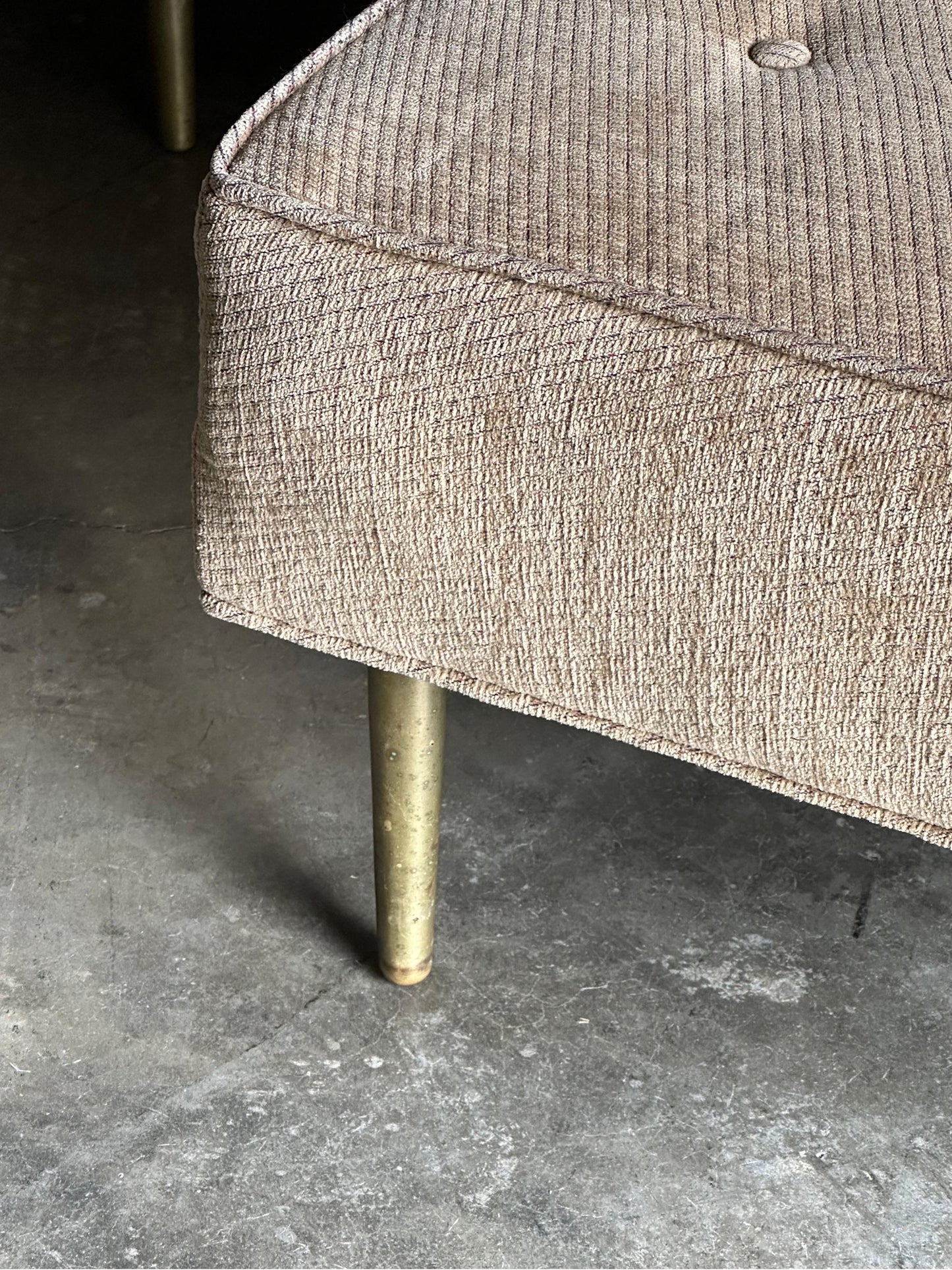 Frisman Vintage Edward Wormley for Dunbar Brass Leg Lounge Chairs and Ottoman