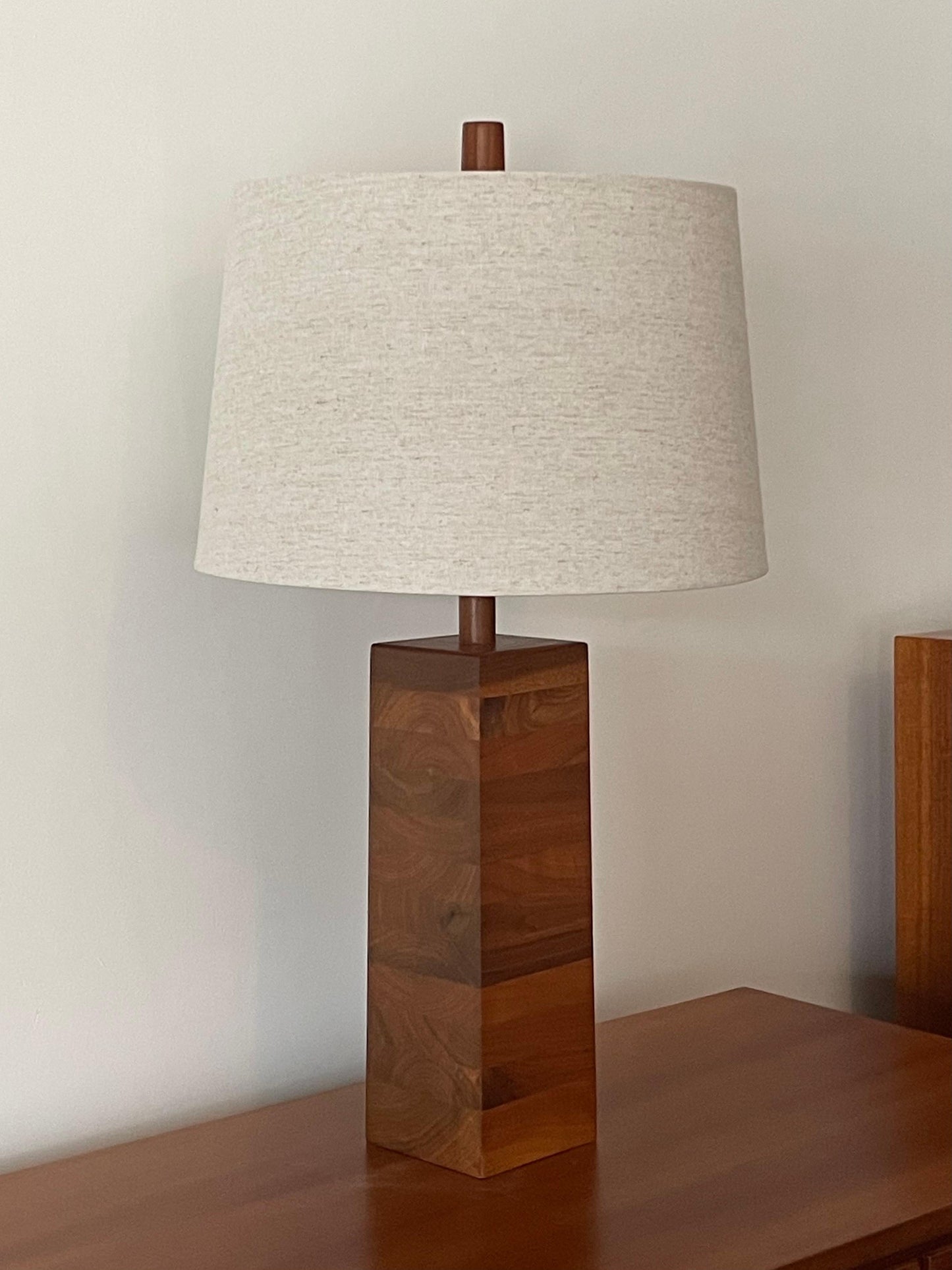 Frisman Vintage Stacked Walnut Martz Lamp for Marshall Studios