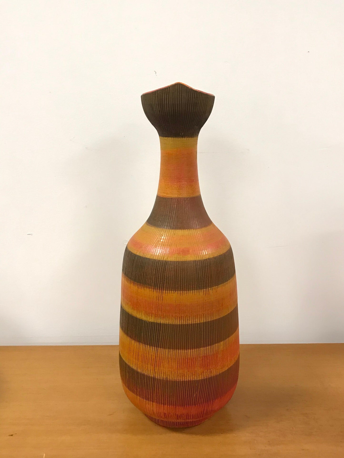 Frisman Vintage Rare Aldo Londi for Bitossi Floor Vase, Italian Ceramic