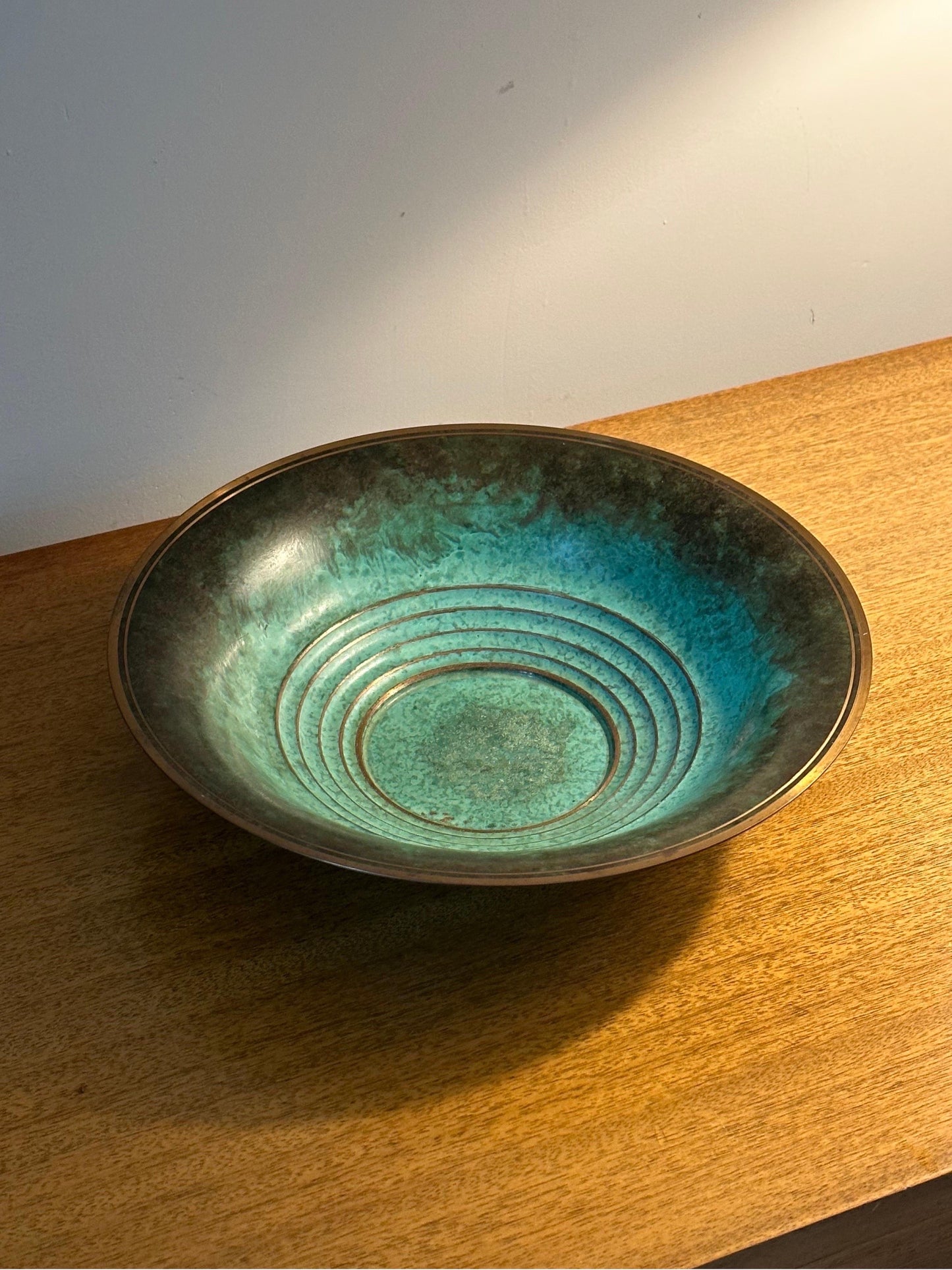 Frisman Vintage Vintage Patinated Bronze Low Bowl, Sweden, 1960s