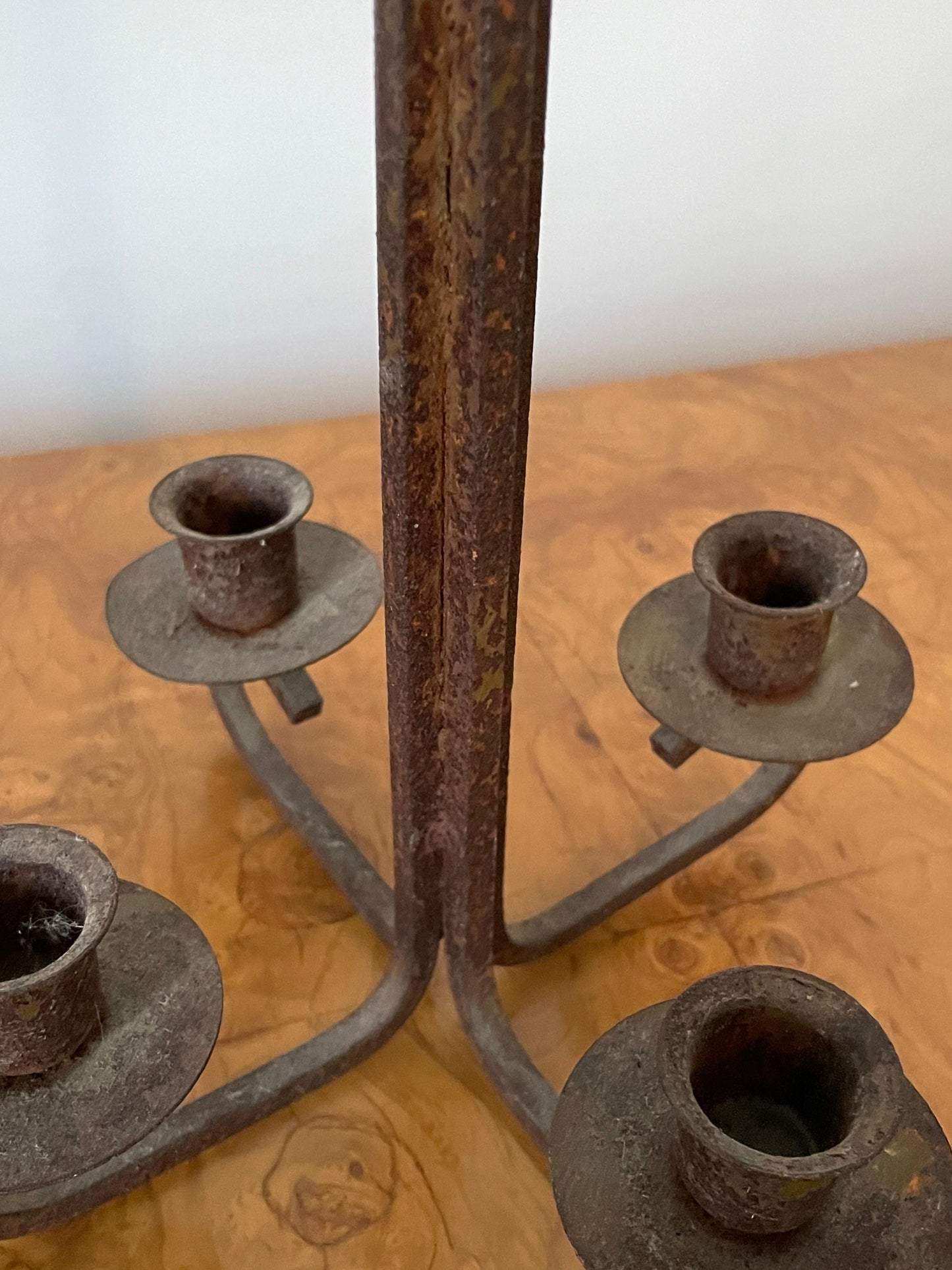 Frisman Vintage American Modernist Patinated Wrought Iron Candelbra