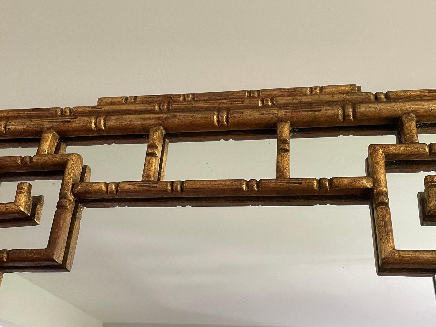 Frisman Vintage Faux Bamboo Mirror with Greek Key, Attributed to La Barge