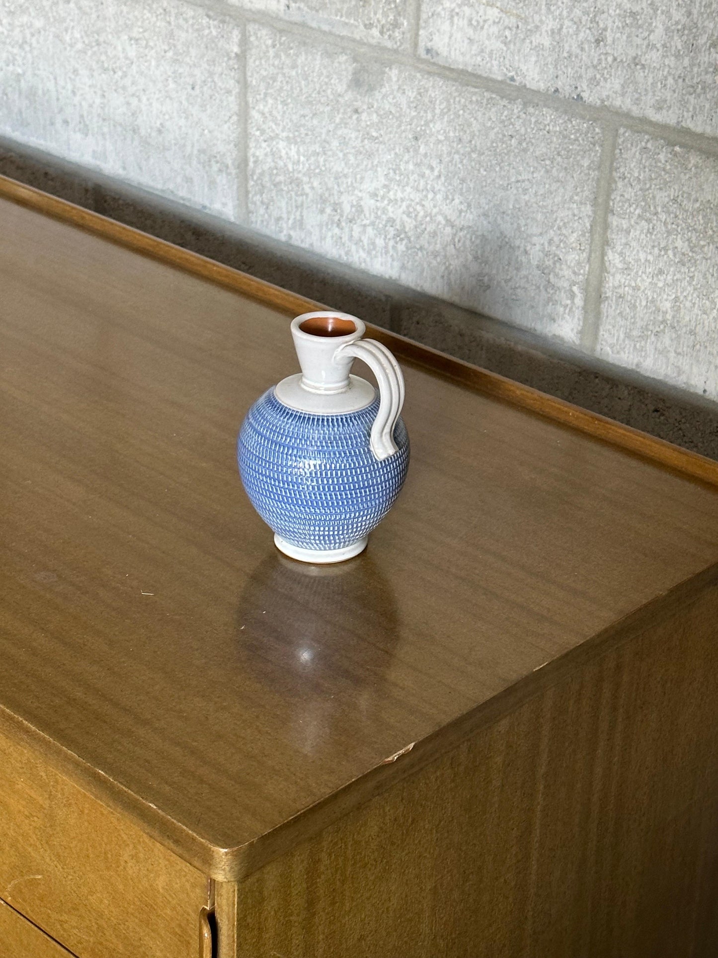 Frisman Vintage 1960s Töreboda Ceramic Pitcher Vase With Handle