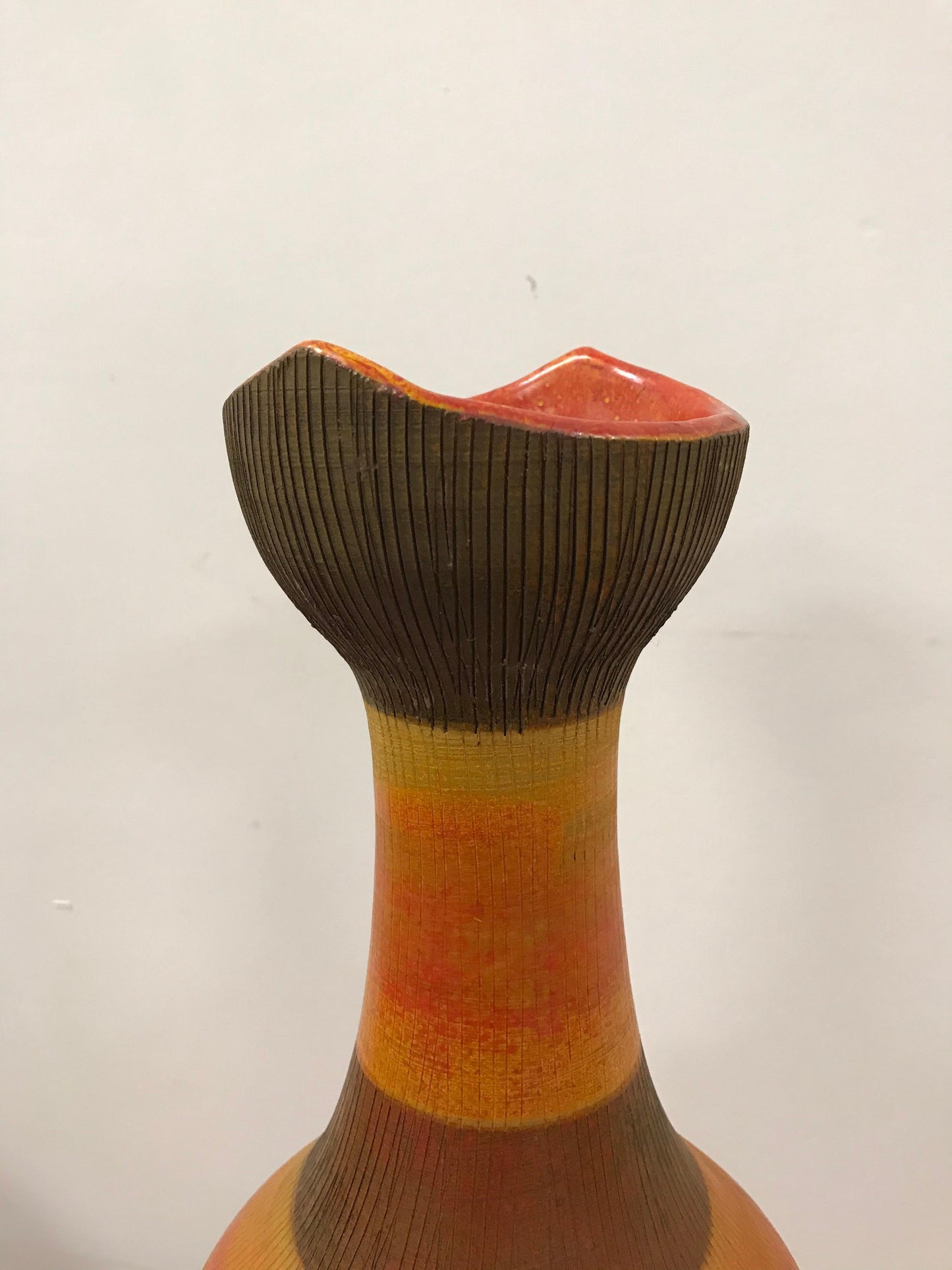 Frisman Vintage Rare Aldo Londi for Bitossi Floor Vase, Italian Ceramic