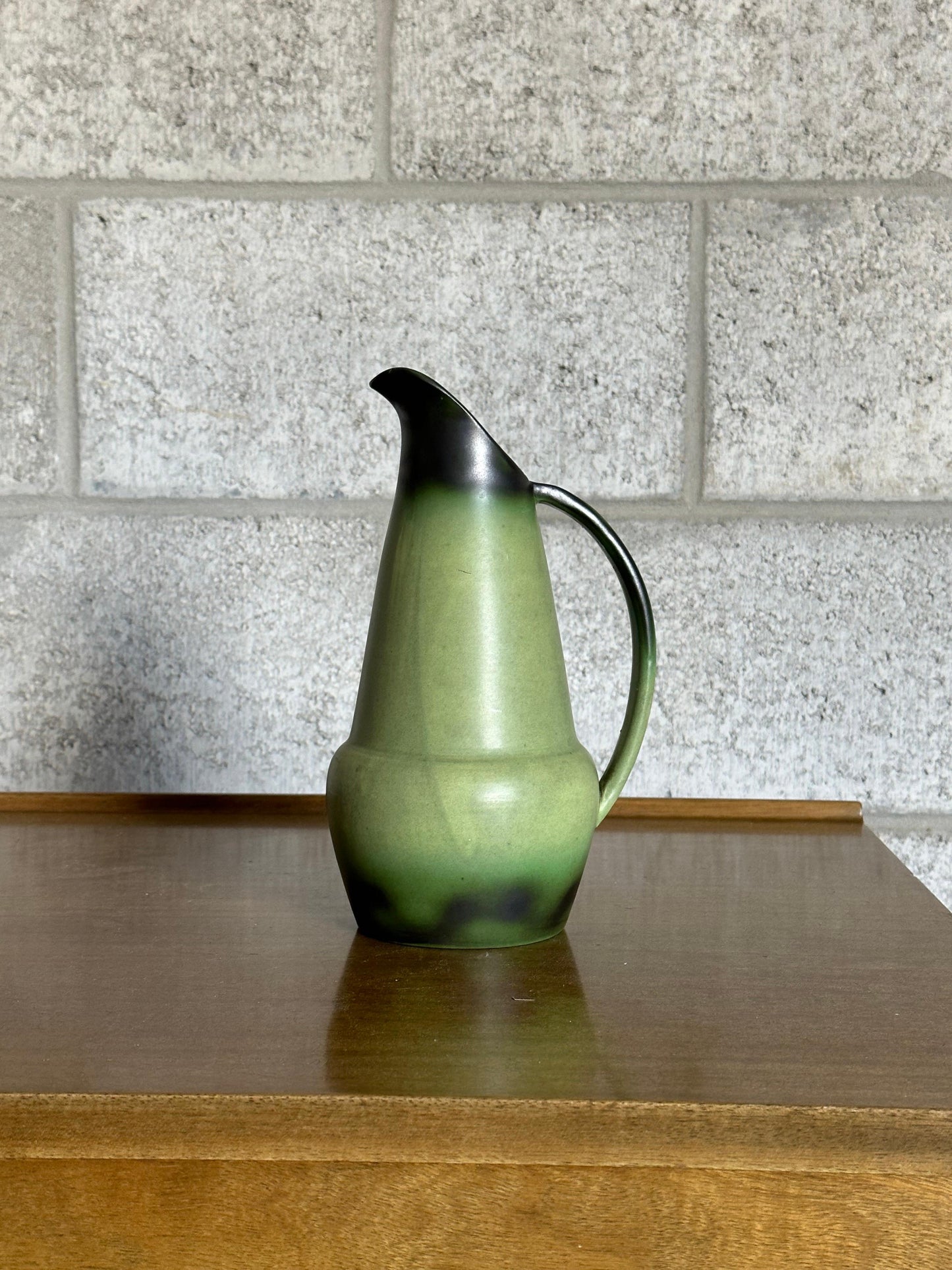 Frisman Vintage 1940s Eva Jancke-Björk for Bo Fajans Green Ceramic Pitcher