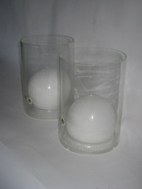 Frisman Vintage Pair Glass Lamp Prototypes by Ugo La Pietra for Poggi