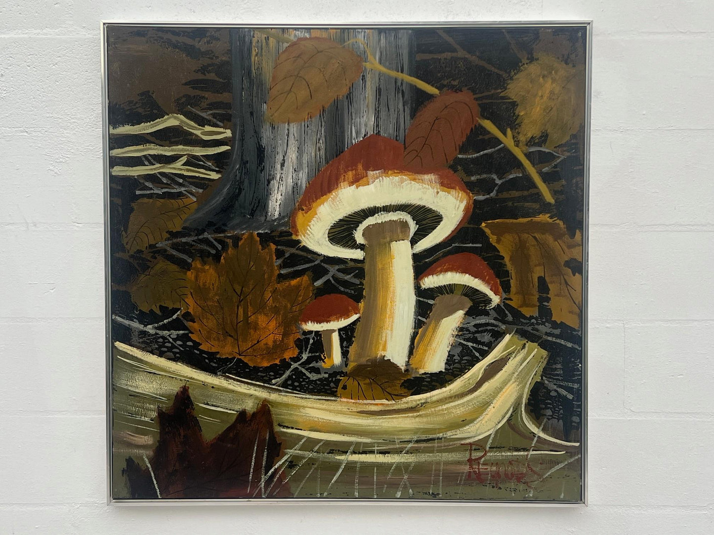 Frisman Vintage MCM Modern Painting LEE REYNOLDS Vanguard Studios MAGIC MUSHROOM FOREST 1960's