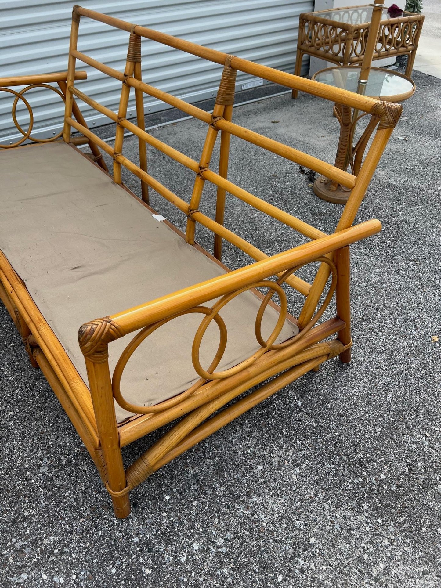 Frisman Vintage A Pair Of Three Seat Rattan Sofas