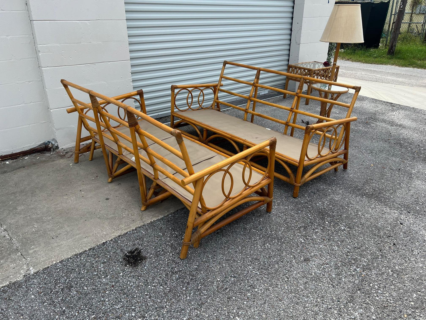 Frisman Vintage A Pair Of Three Seat Rattan Sofas