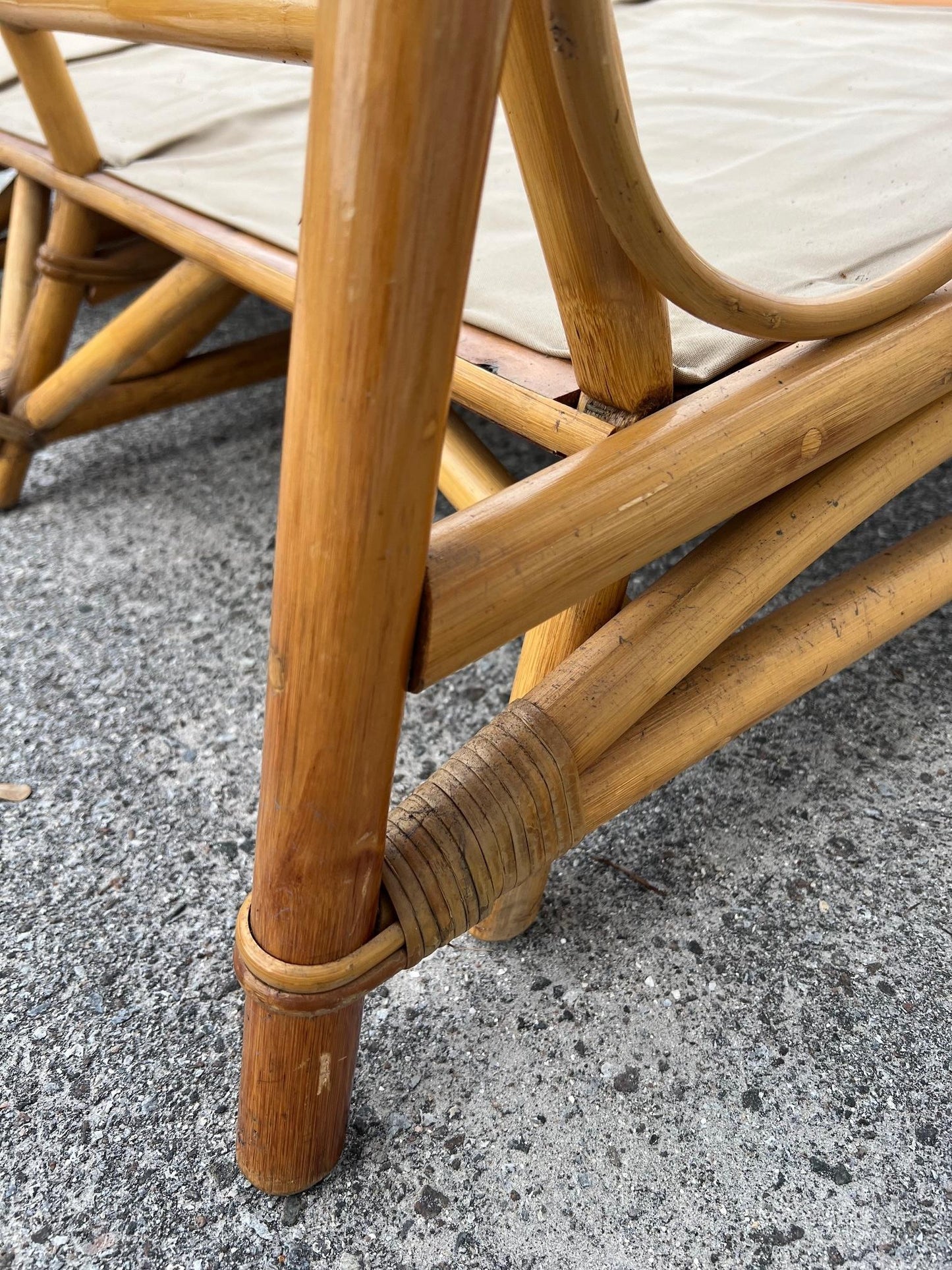 Frisman Vintage A Pair Of Three Seat Rattan Sofas