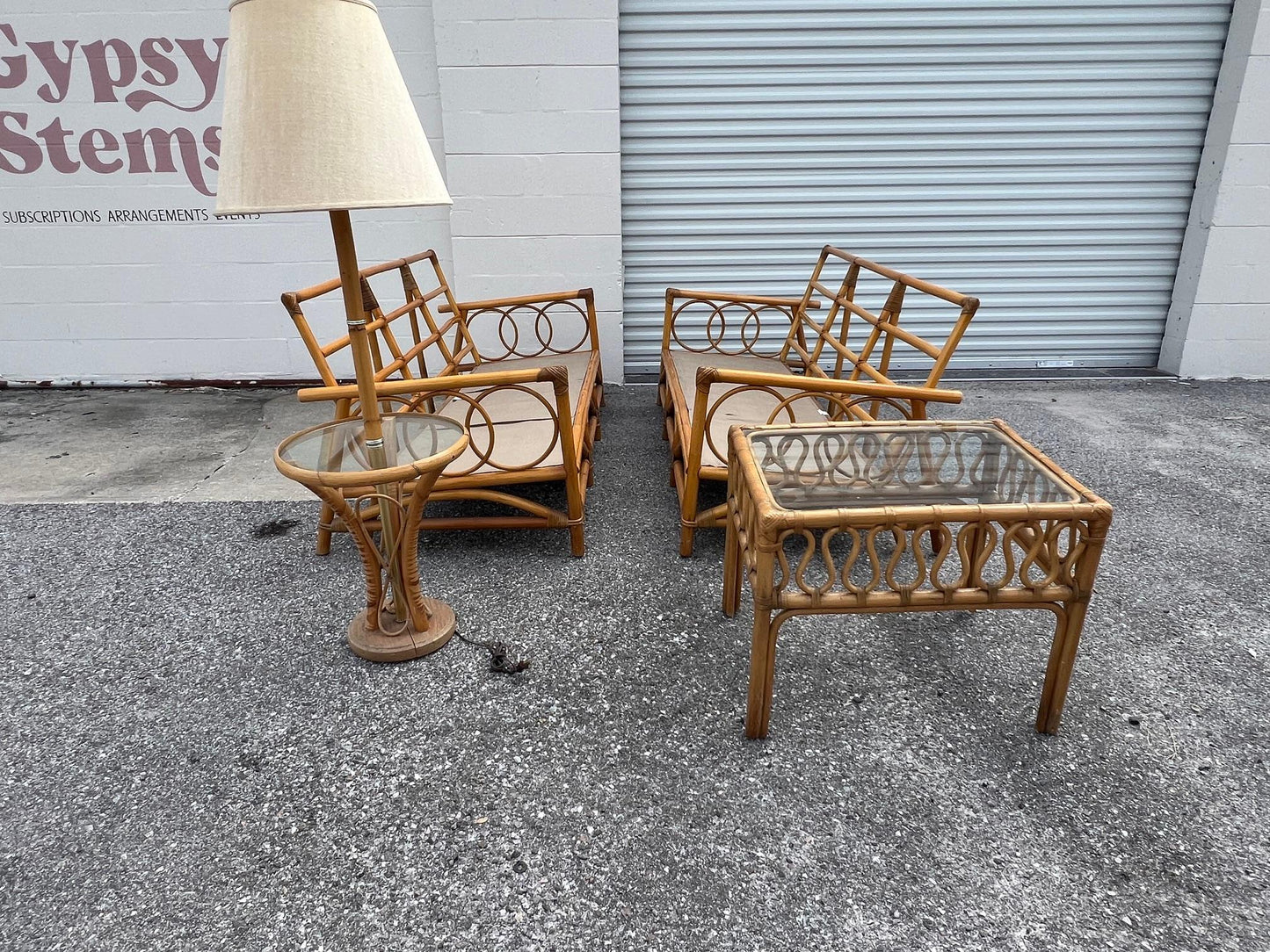 Frisman Vintage A Pair Of Three Seat Rattan Sofas