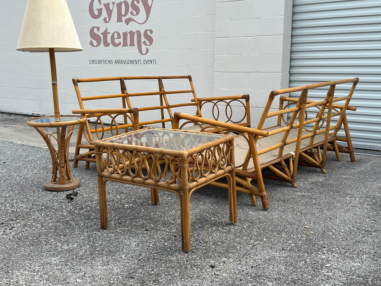 Frisman Vintage A Pair Of Three Seat Rattan Sofas
