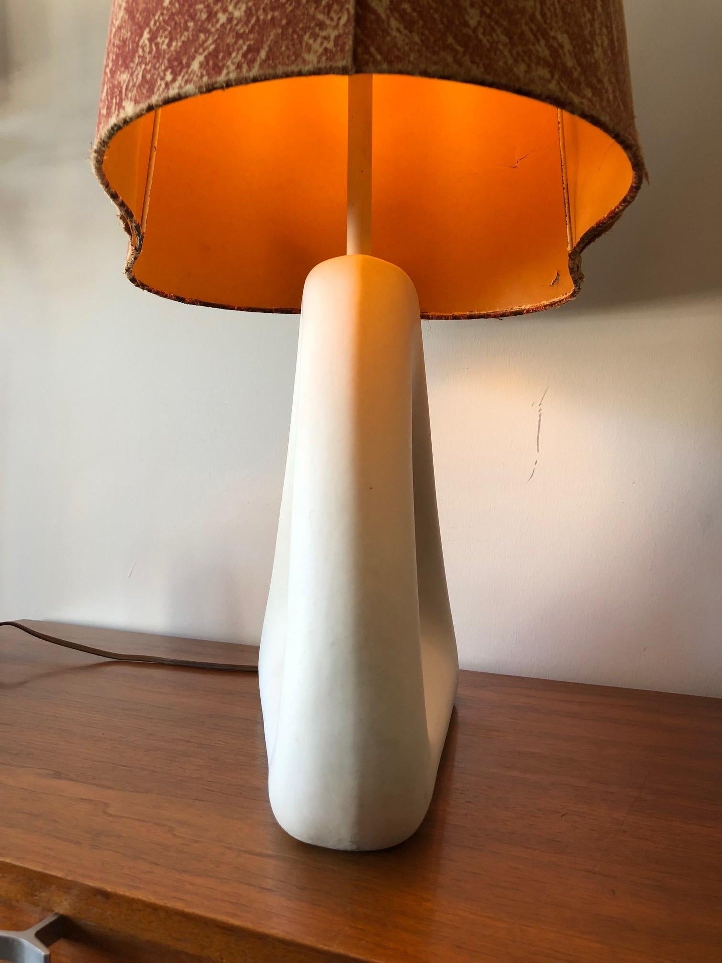 Frisman Vintage Unusual Ceramic Biomorphic Lamp With Original Shade