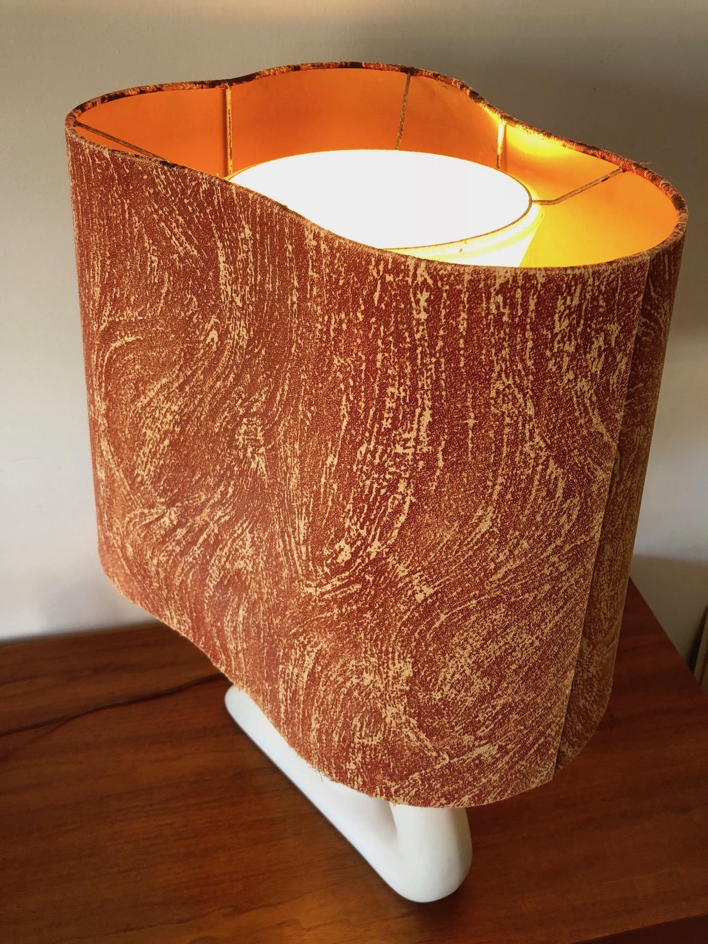 Frisman Vintage Unusual Ceramic Biomorphic Lamp With Original Shade