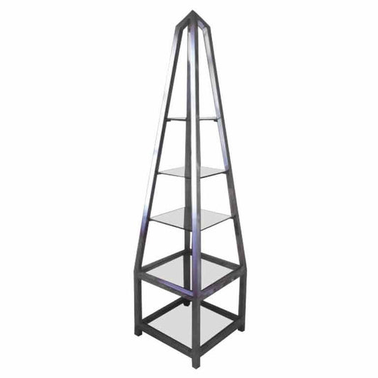 Frisman Vintage Obelisk Etagere In Polished Aluminum