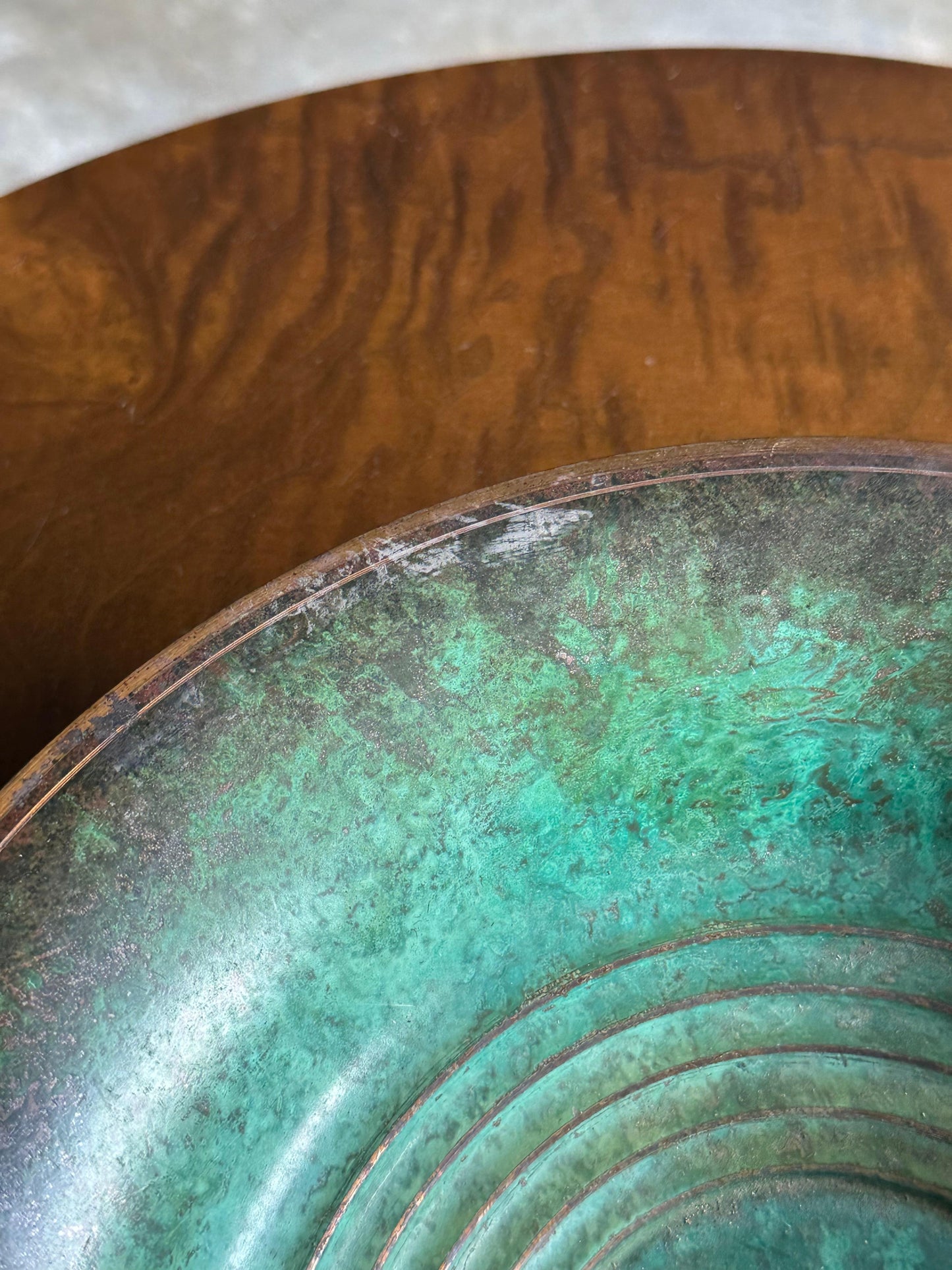 Vintage Patinated Bronze Low Bowl, Sweden, 1960s