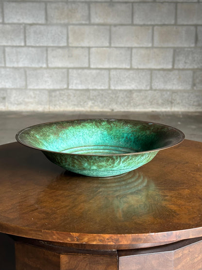 Vintage Patinated Bronze Low Bowl, Sweden, 1960s