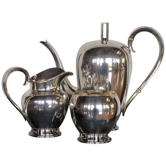 Frisman Vintage Allan Adler Greek Key Sterling Tea Set