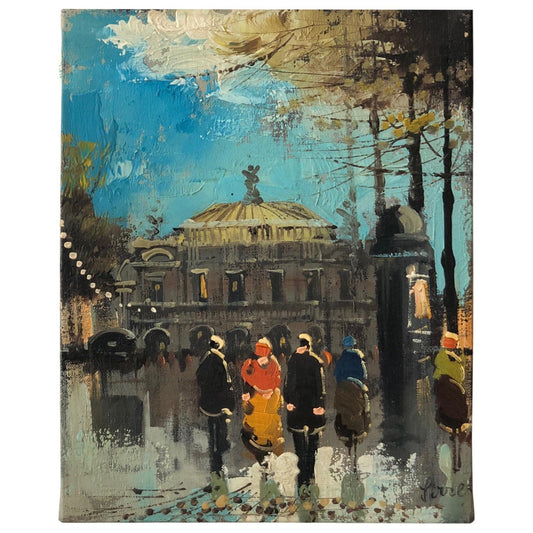 Frisman Vintage Charming French Oil Painting "Paris Opera House" by Soiret