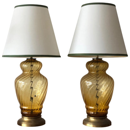 frisman vintage Pair of Large-Scale Glass Lamps Italy, 1950s