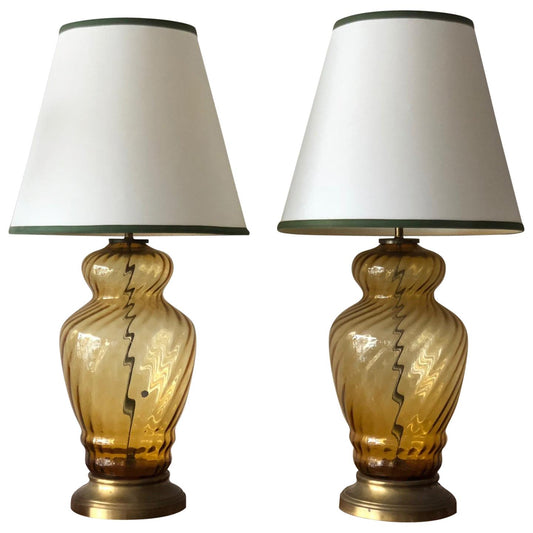 Frisman Vintage Pair of Large-Scale Glass Lamps Italy, 1950s