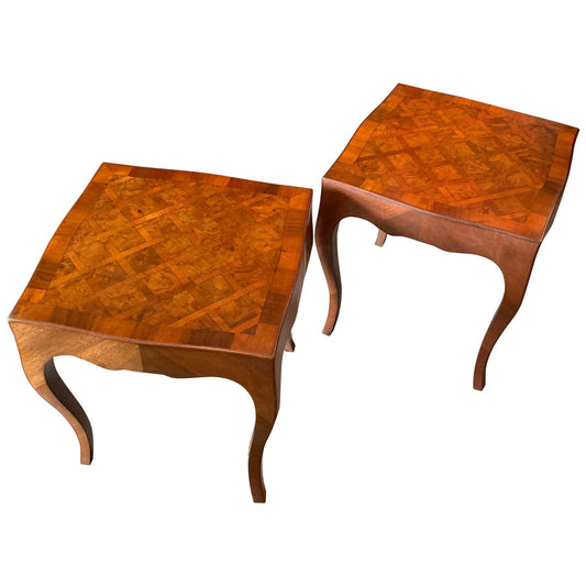 Frisman Vintage Pair of Elegant Italian Tables with Cabriolet Legs