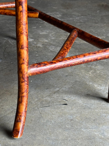 British Colonial Style Small Desk or Console Table, Faux Bamboo and Cane