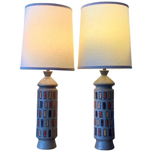 Frisman Vintage Pair of Unusual Bitossi Lamps