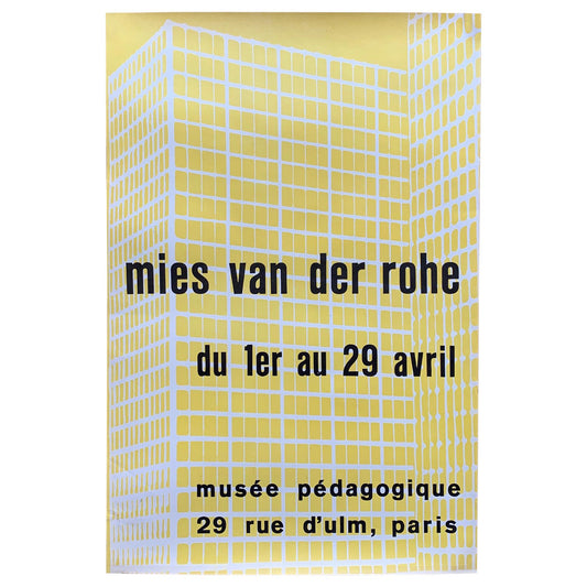 Frisman Vintage Rare Mies van der Rohe Exibition Poster Paris, 1950s