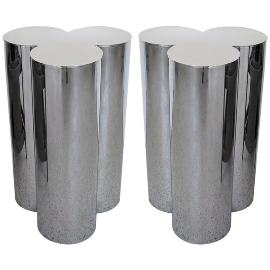 Frisman Vintage Pair of Stainless Steel Pedestals by Mastercraft