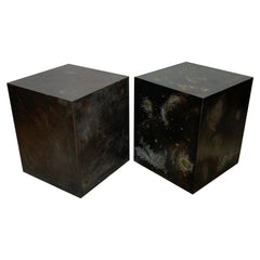 A Patinated Steel Cube Pedestal Custom Made