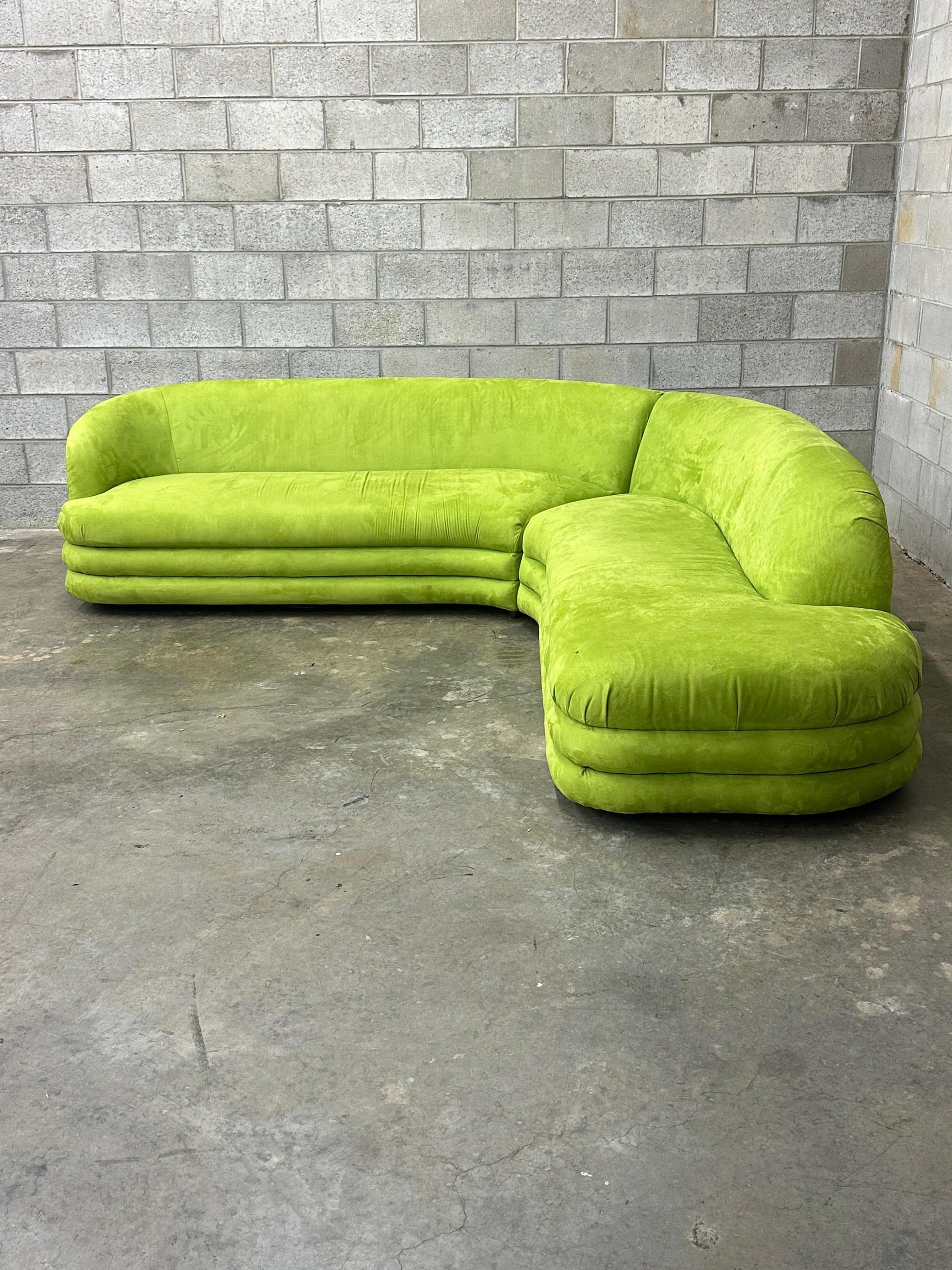 Frisman Vintage Postmodern Serpentine Sectional With Stacked Base