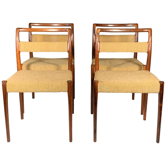 Frisman Vintage Set of Four Dining Chairs by Kai Kristiansen in Brazilian Rosewood