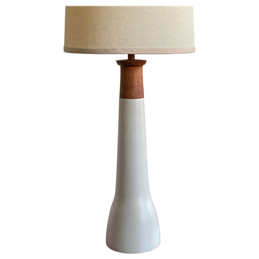 Frisman Vintage Elegant Ceramic and Walnut Lamp by Martz