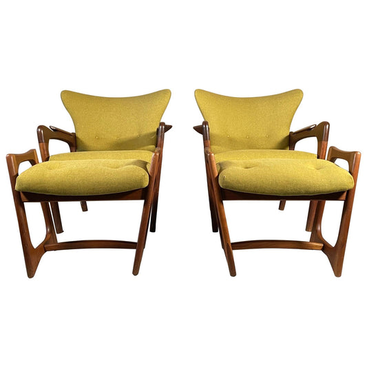 Frisman Vintage Unusual Adrian Pearsall Armchairs with Ottomans