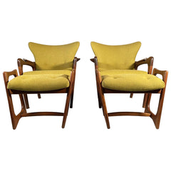 Unusual Adrian Pearsall Armchairs with Ottomans