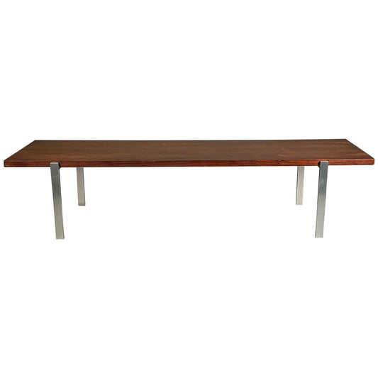 Frisman Vintage Classic Minimalist Rosewood and Steel Bench