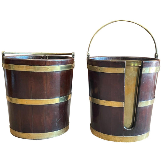 Frisman Vintage Pair of English Buckets Mahogany and Brass George III