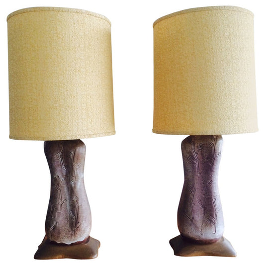 Frisman Vintage Pair of Unusual Ceramic Lamps by Design Technics