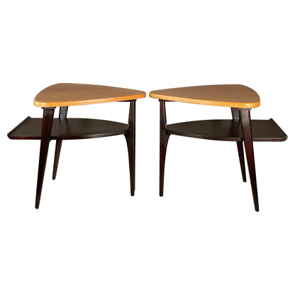 frisman vintage Cork Top End Tables by Paul Frankl