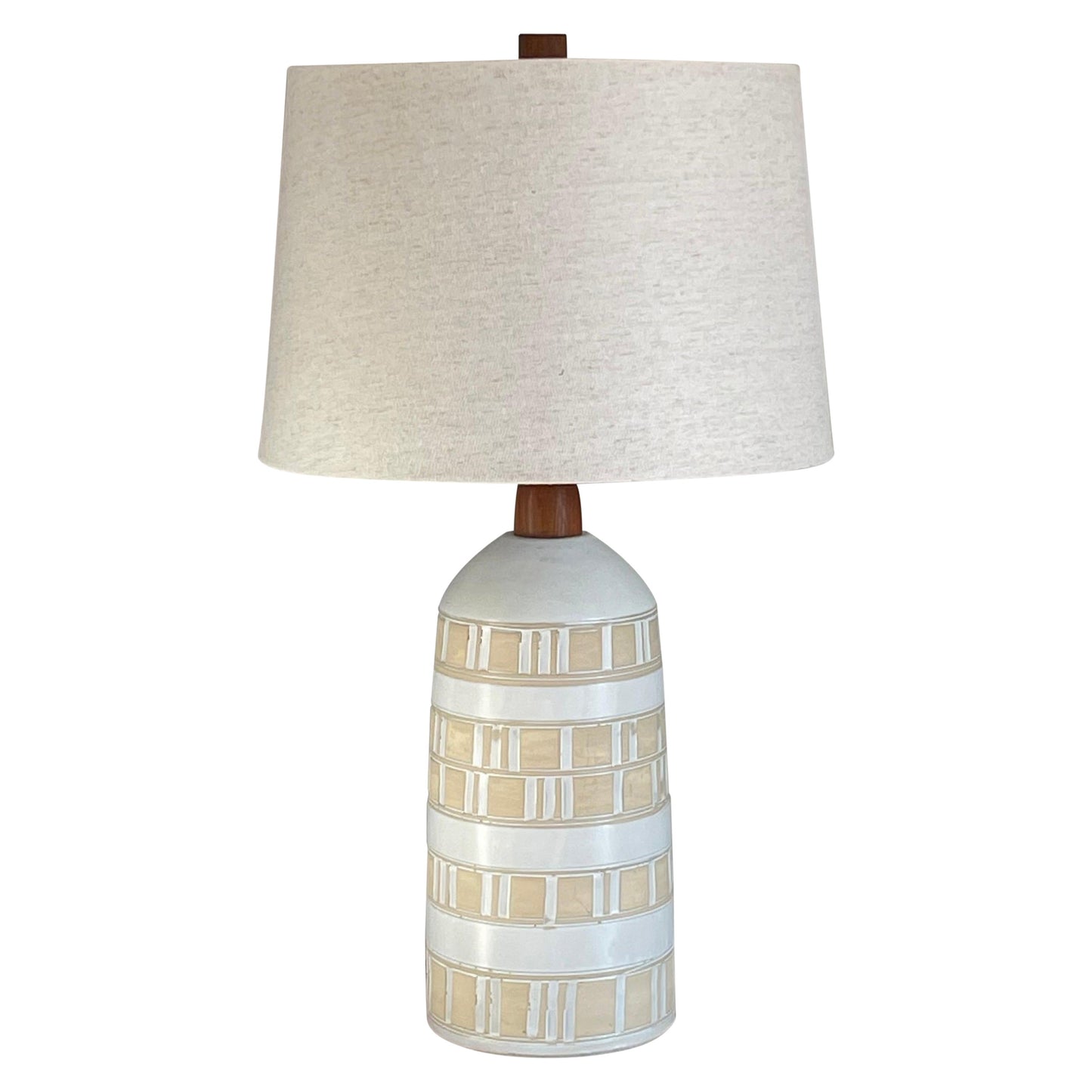 frisman vintage Jane and Gordon Martz Large Table Lamp, Ceramic and Walnut