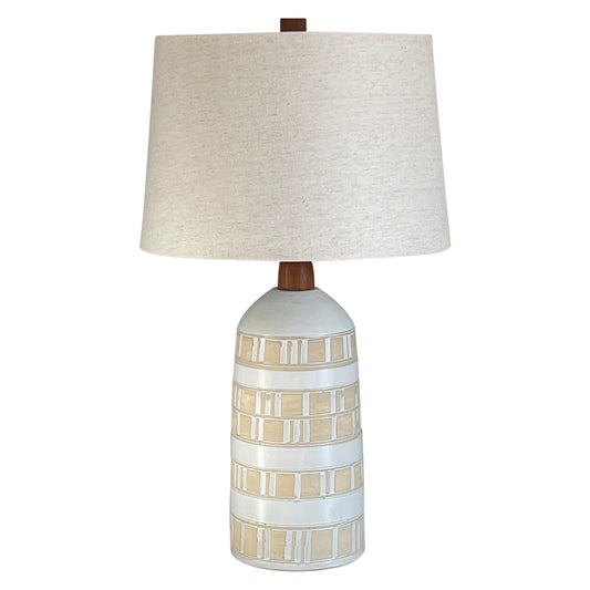 Frisman Vintage Jane and Gordon Martz Large Table Lamp, Ceramic and Walnut