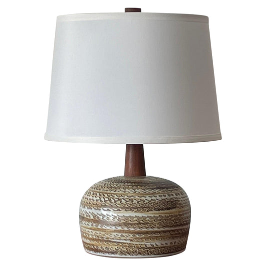 Frisman Vintage Jane and Gordon Martz Ceramic Table Lamp, Walnut and Ceramic