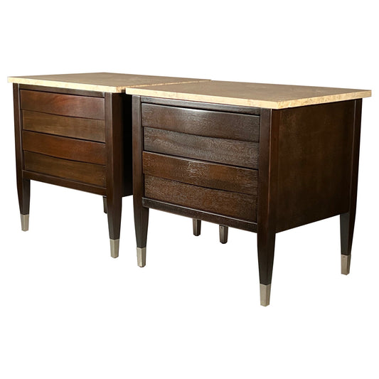 Frisman Vintage Elegant Night Stands by American of Martinsville with Bowed Fronts